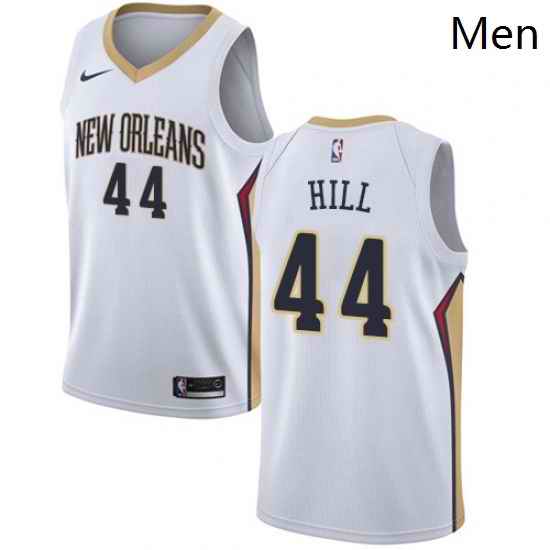Mens Nike New Orleans Pelicans 44 Solomon Hill Swingman White Home NBA Jersey Association Edition